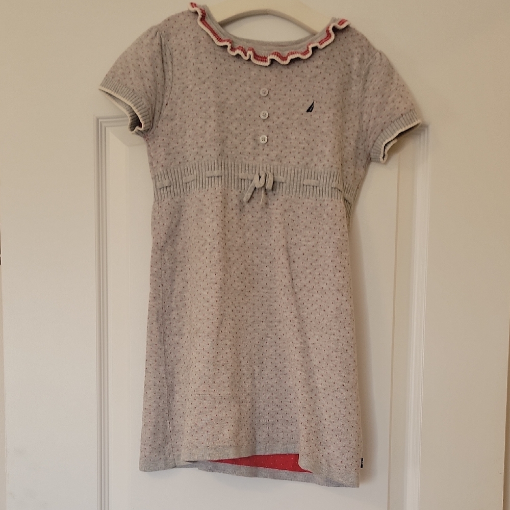 Nautica Kids Dress in Gray with Red Trim